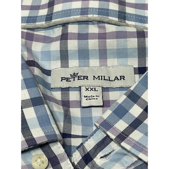 Peter Millar Shirt Button Down Men’s 2XL Gingham Check Long Sleeve - Picture 2 of 5